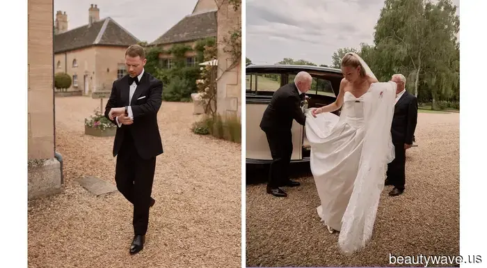 This stunning bride donned a Vera Wang gown and Manolo Blahnik shoes for her sophisticated, timeless countryside wedding.