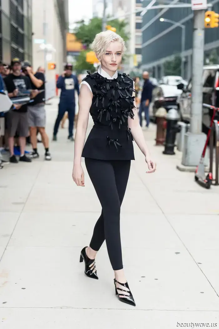 Julia Garner Recently Sported This Anti-Athleisure Footwear Trend with Leggings in NYC