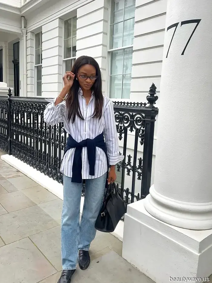 Wenn Pariser und Londoner nicht wissen, was sie anziehen sollen, greifen sie zu dieser einfachen Kombination aus Jeans und Oberteil.