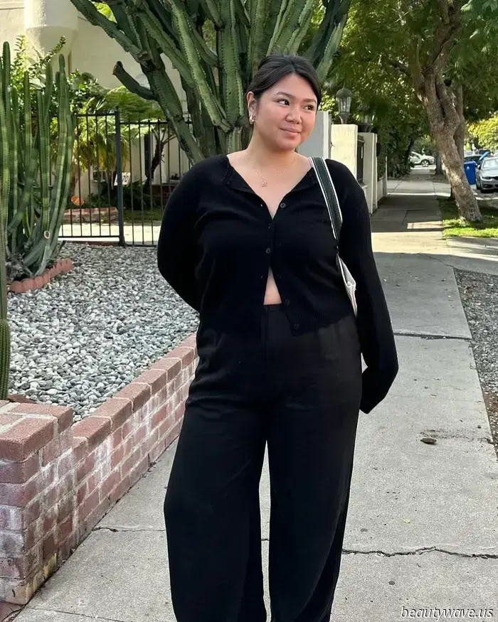Como por arte de magia, este estilo de pantalón brillante hace que los conjuntos completamente negros luzcan tan elegantes