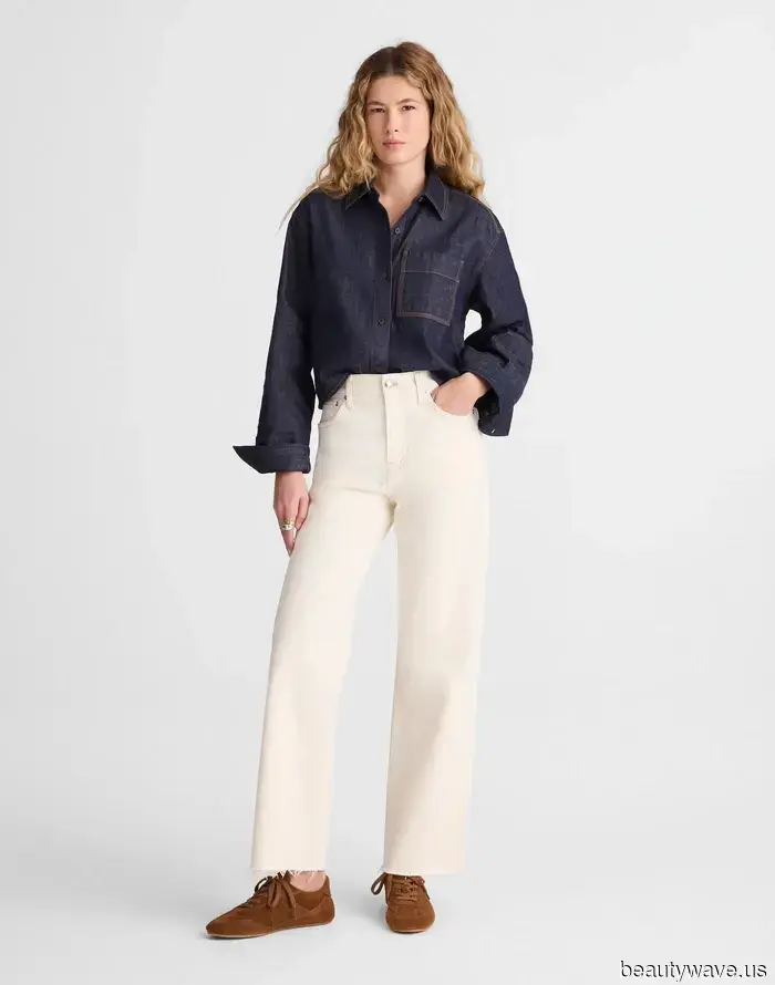 Not Pure White, Not Khaki— the "Just Right" Denim Color Trend That Celebrities in Their 60s Are Pairing with White...