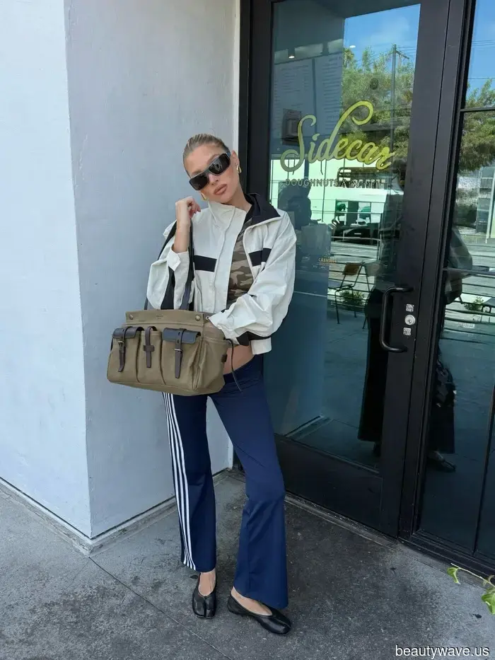 Not Capris, Not Poplin: The Trendy Cool-Girl Pants Elsa Hosk Pairs with Ballet Flats and Windbreakers
