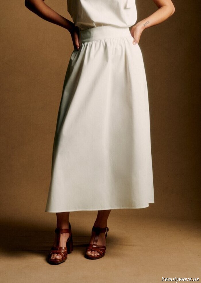 Skip the flip-flops—these attractive flat sandals elevate the style of white skirts significantly.