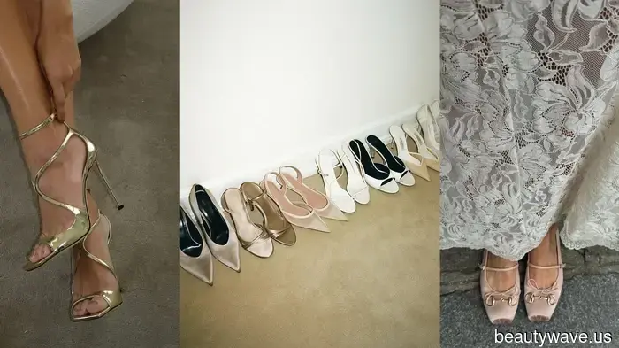 Weiße Pumps sind schön, aber 2026 werden Bräute in diesen 6 unerwarteten Schuhtrends den Gang entlang schreiten.