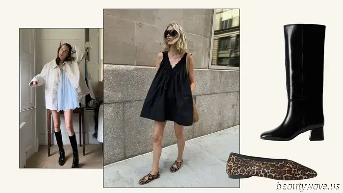 Fashion People tragen bereits ihre Sommer-Minis in Kombination mit den neuen Schuhtrends des Herbstes.