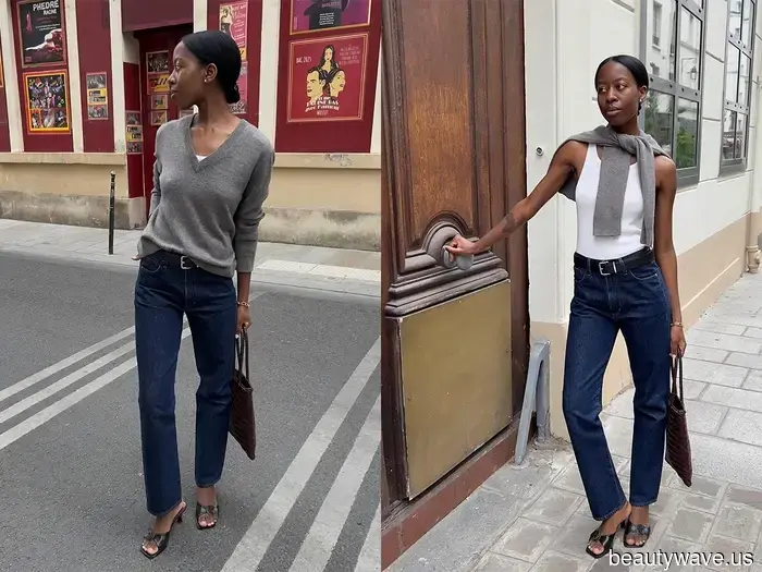 I’ve just discovered *the* denim trend that Parisian women are sporting with kitten heels.