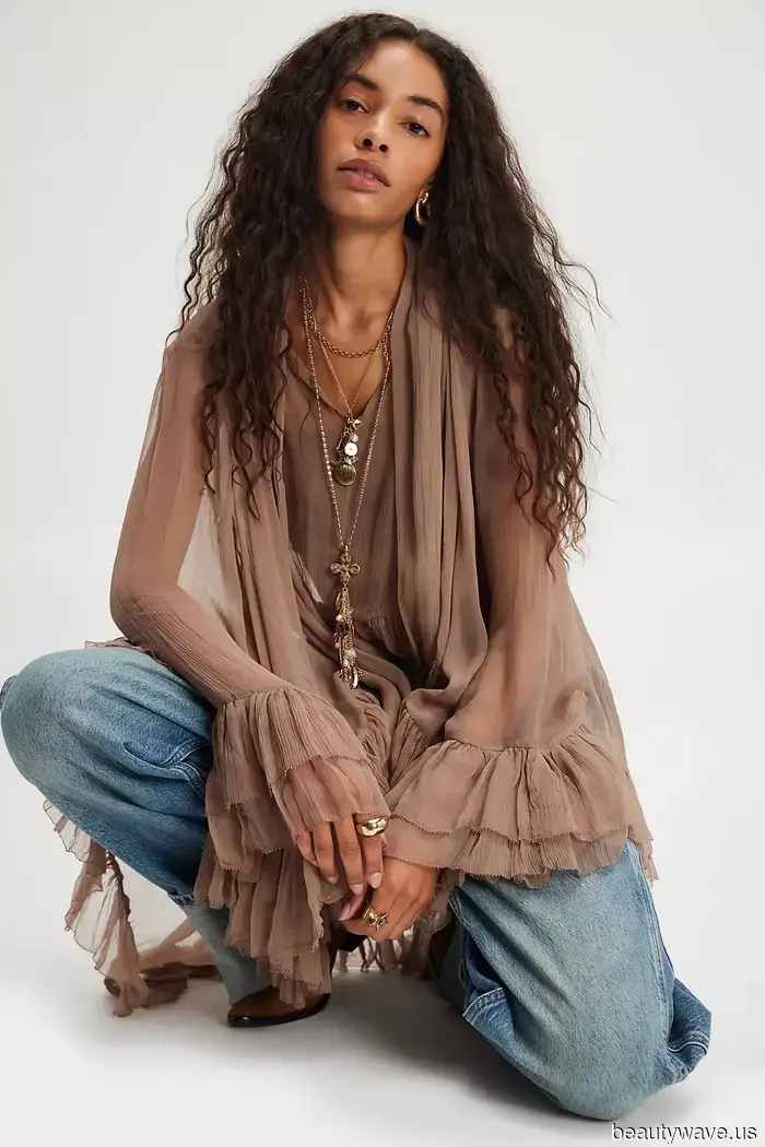 Achieving a Chic Look with Wide-Leg Jeans Involves Pairing Them with These Stylish Blouses and Shoe Trends.